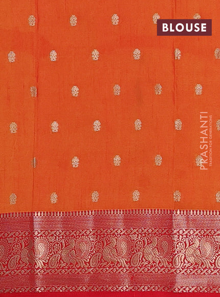Semi raw silk saree dual shade of orange and red with allover floral butta prints & 1000 zari buttas and zari woven border
