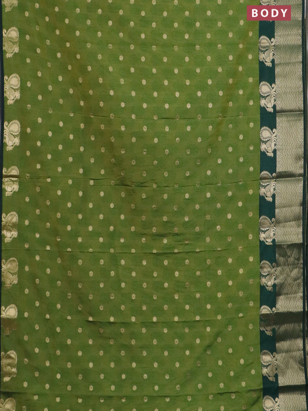 Semi raw silk saree mehendi green and bottle green with allover butta prints & 1000 zari buttas and zari woven border