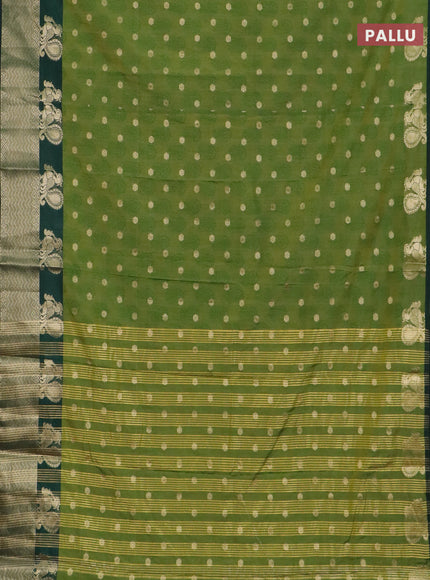 Semi raw silk saree mehendi green and bottle green with allover butta prints & 1000 zari buttas and zari woven border