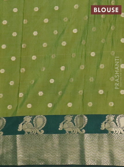 Semi raw silk saree mehendi green and bottle green with allover butta prints & 1000 zari buttas and zari woven border