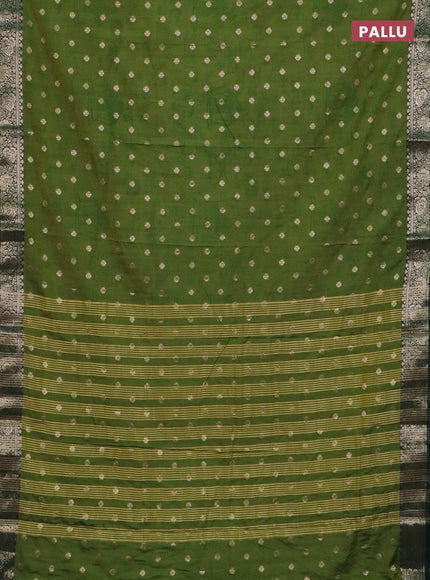 Semi raw silk saree mehendi green and bottle green with allover kalamkari prints & 1000 zari buttas and zari woven border