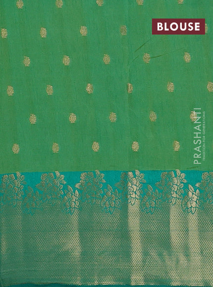Semi raw silk saree light green and teal green with allover prints & 1000 zari buttas and zari woven border