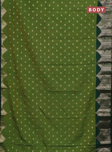 Semi raw silk saree mehendi green and bottle green with allover floral butta prints & 1000 zari buttas and zari woven border