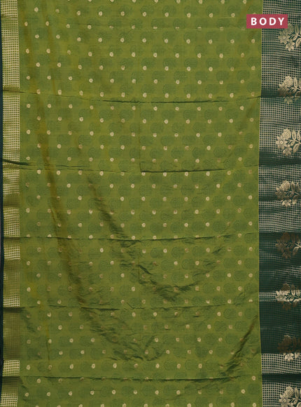 Semi raw silk saree mehendi green and bottle green with allover floral butta prints & 1000 zari buttas and long zari woven border