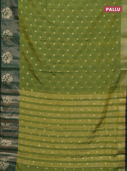 Semi raw silk saree mehendi green and bottle green with allover floral butta prints & 1000 zari buttas and long zari woven border