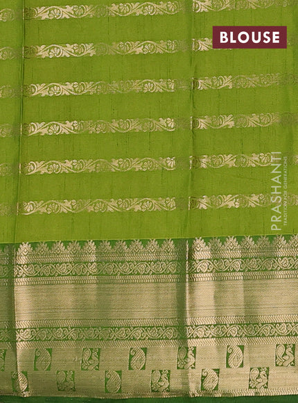 Semi raw silk saree dual shade of manthulir green and light green with allover half & half style and zari woven border
