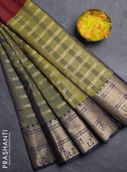 Semi raw silk saree maroon and wine shade with allover half & half style and zari woven border