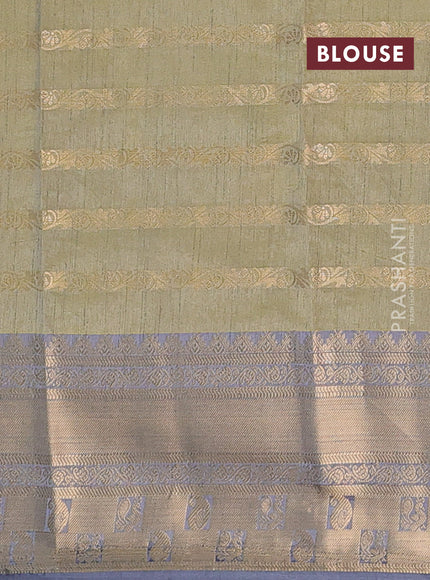 Semi raw silk saree dual shade of pastel maroon and light green grey with allover half & half style and zari woven border