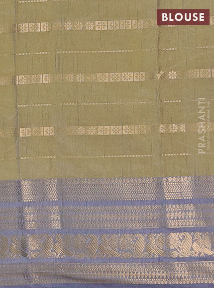 Semi raw silk saree pastel maroon and elaichi green grey with allover half & half style and zari woven border
