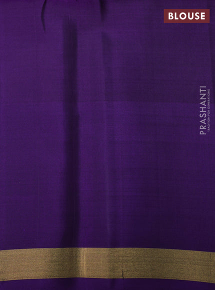 Ikat soft silk saree pastel green and violet with allover ikat woven buttas and temple design zari woven buttas