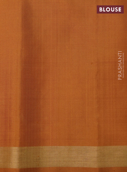 Ikat soft silk saree dual shade of pinkish orange and sandal with allover ikat weaves & zari woven buttas and zari woven border