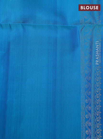 Ikat soft silk saree deep purple and cs blue with ikat weaves& zari woven buttas and simple border