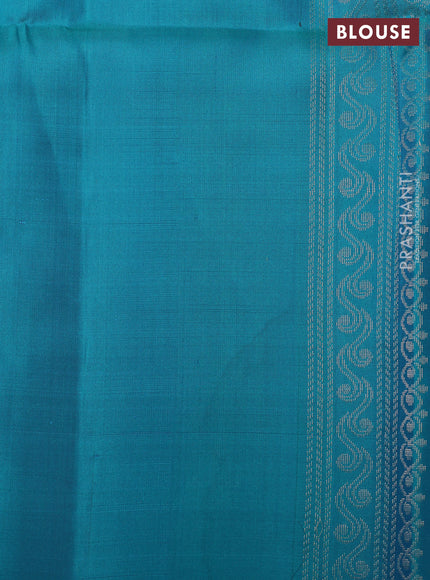 Ikat soft silk saree lime green and cs blue with allover ikat weaves & zari buttas and simple border