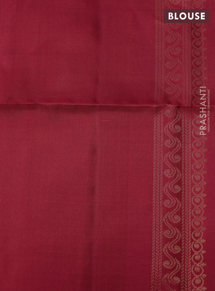 Ikat soft silk saree bottle green and red with allover ikat weaves & zari buttas and simple border
