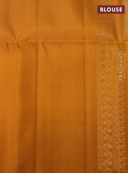 Ikat soft silk saree beige and dark mustard with allover ikat weaves & zari buttas and simple border