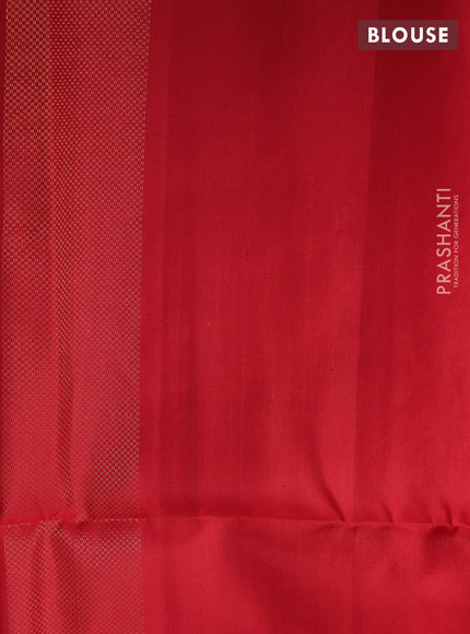 Ikat soft silk saree dark mustard and red with allover ikat weaves & zari buttas and simple border