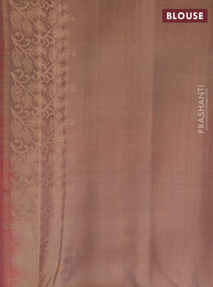 Ikat soft silk saree orange and sandal with ikat weaves & zari woven buttas and simple border