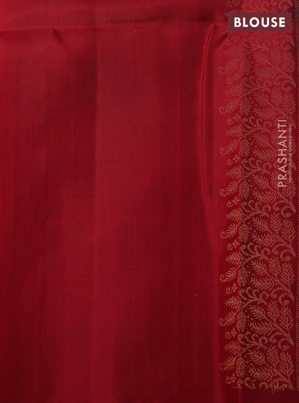 Ikat soft silk saree bottle green and red with ikat weaves & zari woven buttas and simple border