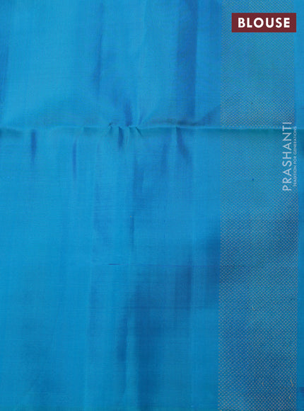 Ikat soft silk saree navy blue and cs blue with ikat weaves & zari woven buttas and simple border