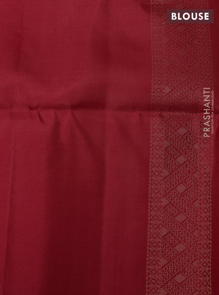 Ikat soft silk saree dark mustard and red with ikat & zari weaves and simple border