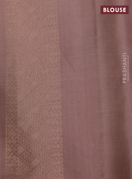 Ikat soft silk saree dual shade of pinkish orange and sandal with ikat & zari weaves and simple border
