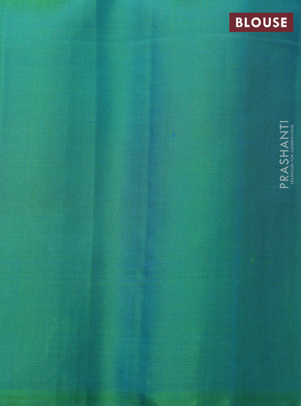 Ikat soft silk saree dark pink and teal green with allover ikat weaves & buttas and simple border