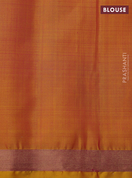 Ikat soft silk saree dual shade of pink and yellow with allover ikat woven buttas and zari woven border