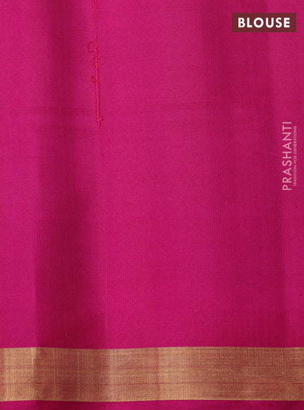 Ikat soft silk saree teal green and magenta pink with allover thread checks & ikat buttas and zari woven border