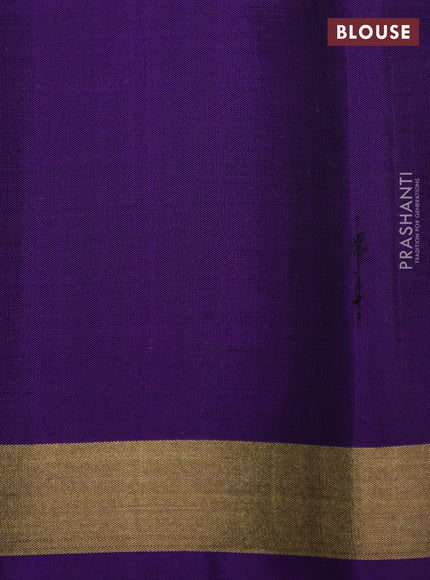 Ikat soft silk saree pastel grey and violet with allover ikat woven buttas and zari woven border
