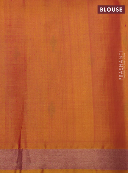 Ikat soft silk saree yellow and sunset orange with allover ikat weaves and zari woven border