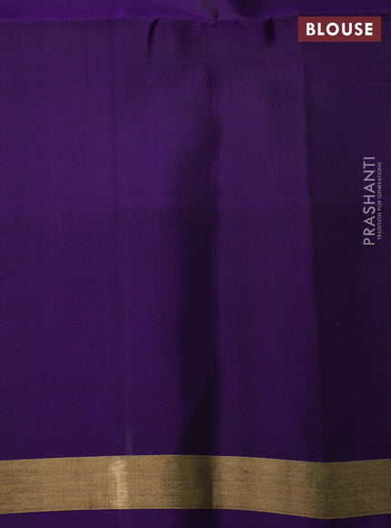 Ikat soft silk saree yellow and violet with allover ikat woven buttas and temple design zari woven border