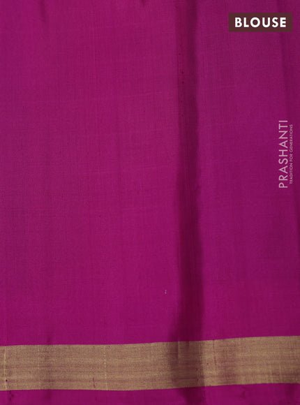 Ikat soft silk saree dark mustard and dark pink with allover ikat temple design and zari woven border