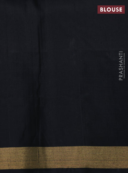 Ikat soft silk saree pastel grey and black with allover ikat woven buttas and temple design zari woven border