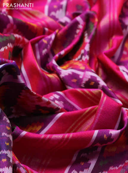 Rajkot patola silk saree navy blue and pink with allover ikat weaves and simple border
