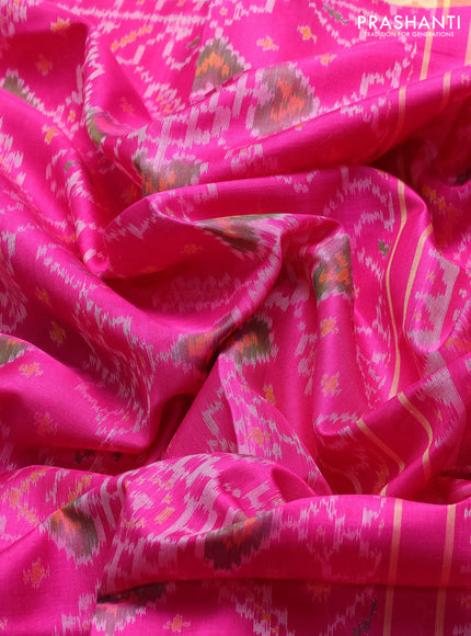 Rajkot patola silk saree pink with allover ikat weaves and ikat zari woven border