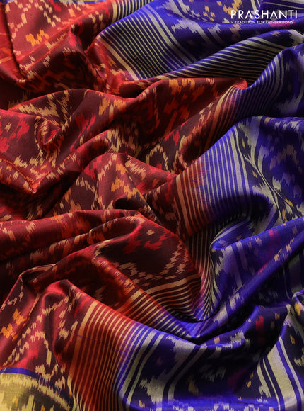 Rajkot patola silk saree maroon with allover ikat weaves and ikat zari woven border