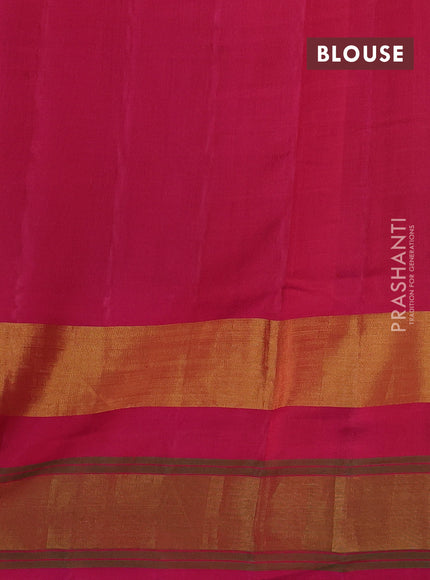 Rajkot patola silk saree bottle green and magenta pink with allover ikat woven buttas and zari woven border
