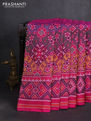 Rajkot patola silk saree deep purple and pink with allover ikat weaves and ikat woven simple border