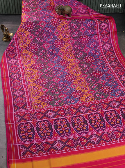 Rajkot patola silk saree deep purple and pink with allover ikat weaves and ikat woven simple border