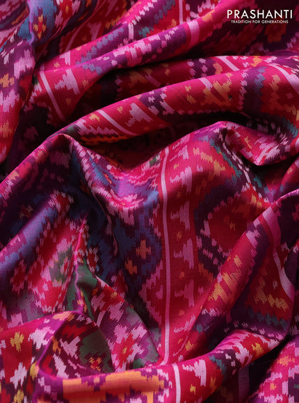 Rajkot patola silk saree deep purple and pink with allover ikat weaves and ikat woven simple border