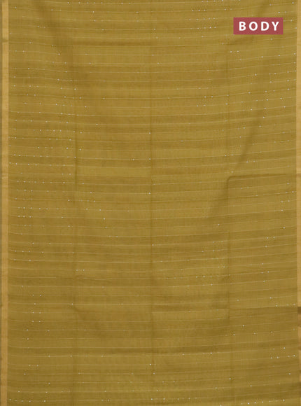 Art linen saree mustard yellow with allover sequence work and paithani weaving pallu