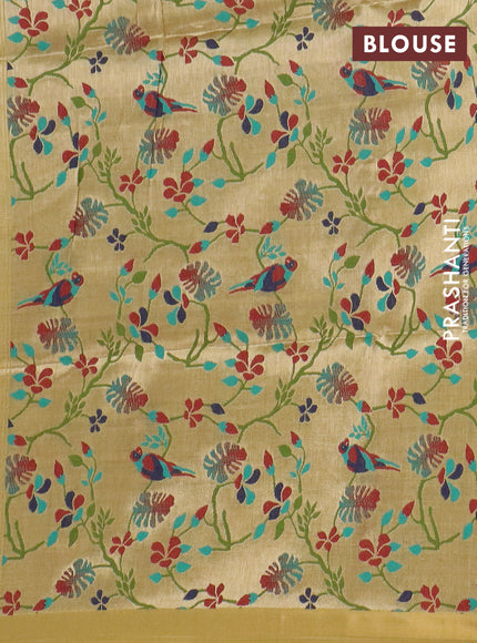 Art linen saree mustard yellow with allover sequence work and paithani weaving pallu