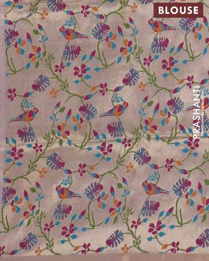 Art linen saree lavender with allover sequence work and paithani weaving pallu