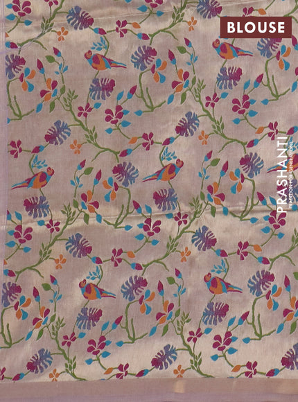 Art linen saree lavender with allover sequence work and paithani weaving pallu