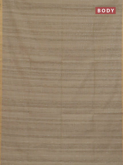 Art linen saree beige with allover sequence work and paithani weaving pallu