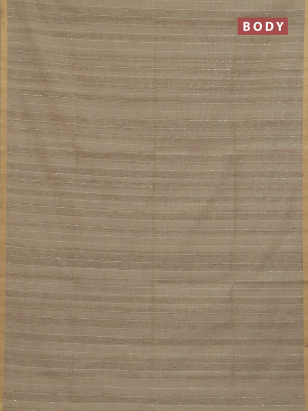 Art linen saree beige with allover sequence work and paithani weaving pallu