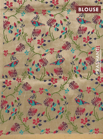 Art linen saree beige with allover sequence work and paithani weaving pallu