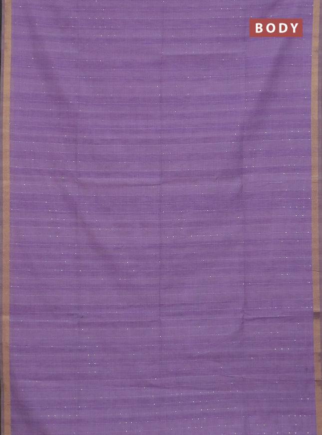 Art linen saree lavender with allover sequence work and paithani weaving pallu