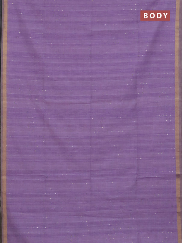Art linen saree lavender with allover sequence work and paithani weaving pallu
