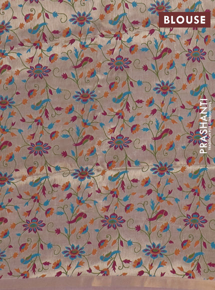 Art linen saree lavender with allover sequence work and paithani weaving pallu